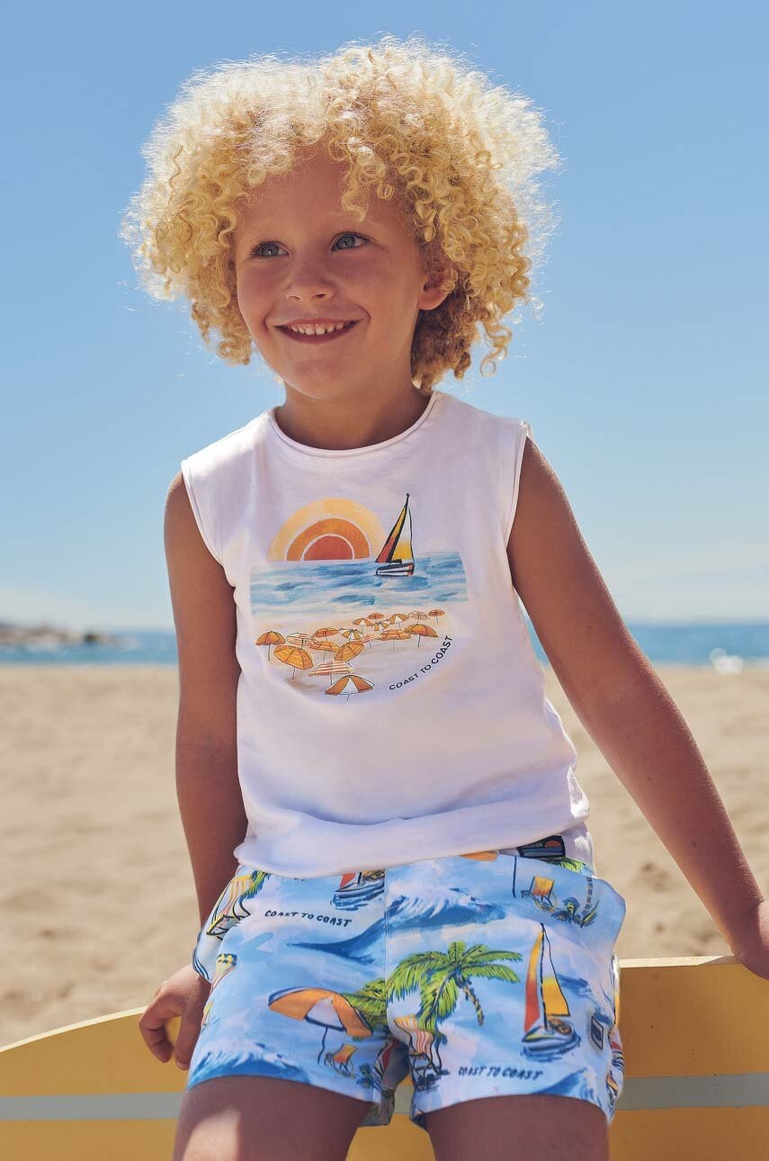 Детский хлопковый топ Mayoral цвет белый с принтом Детский хлопковый топ Mayoral цвет белый с принтом