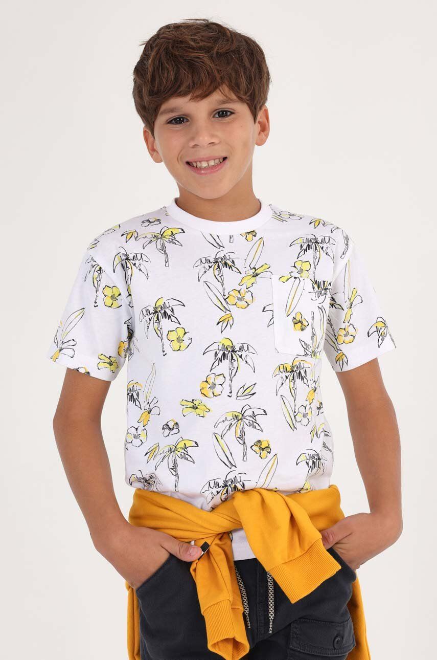 Mayoral tricou de bumbac pentru copii culoarea alb, modelator
