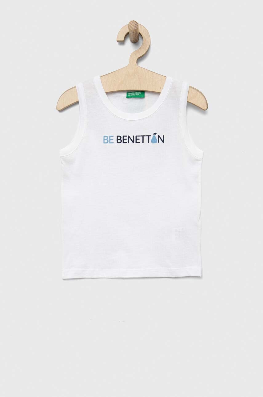 

Детская хлопковая футболка United Colors of Benetton цвет белый с принтом