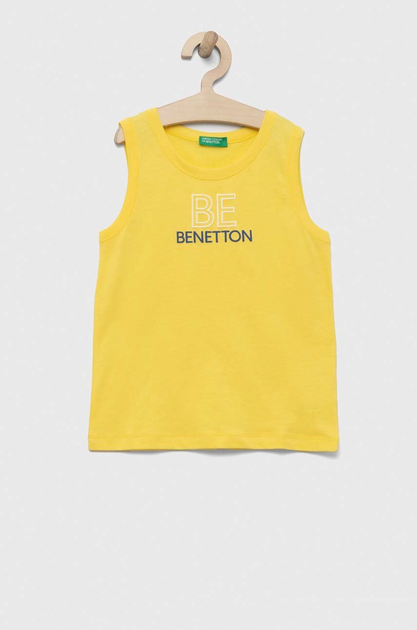 United Colors Of Benetton Tricou De Bumbac Pentru Copii Culoarea Galben, Cu Imprimeu