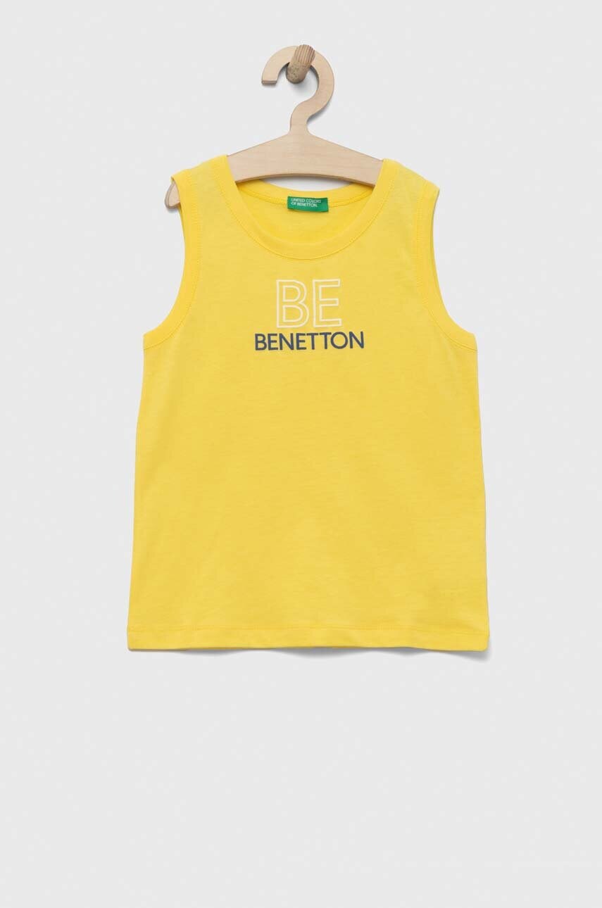 United Colors Of Benetton Tricou De Bumbac Pentru Copii Culoarea Galben, Cu Imprimeu