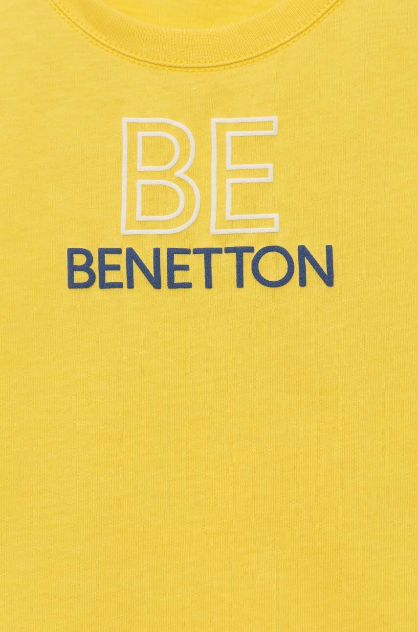 United Colors Of Benetton Tricou De Bumbac Pentru Copii Culoarea Galben, Cu Imprimeu