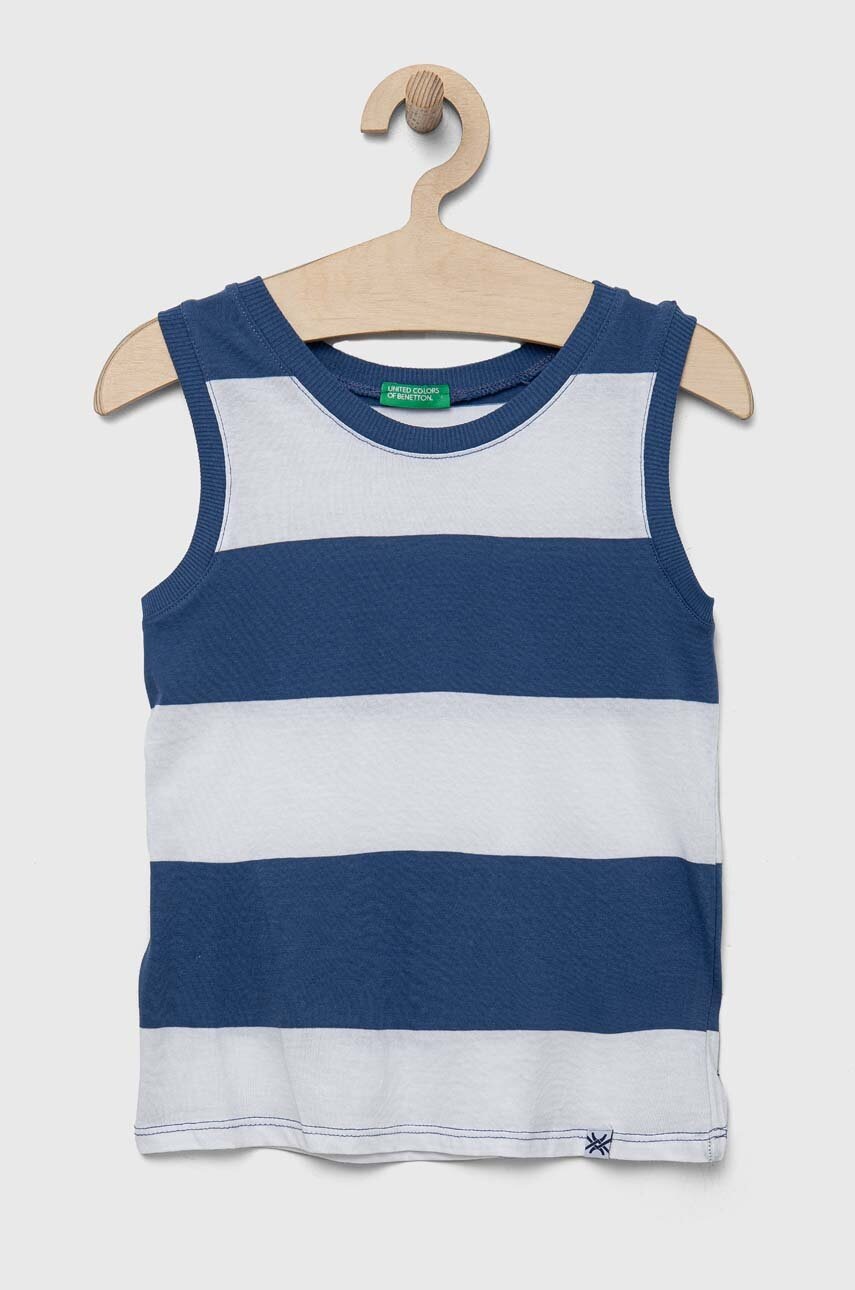 

Детский хлопковый топ United Colors of Benetton цвет синий узорный