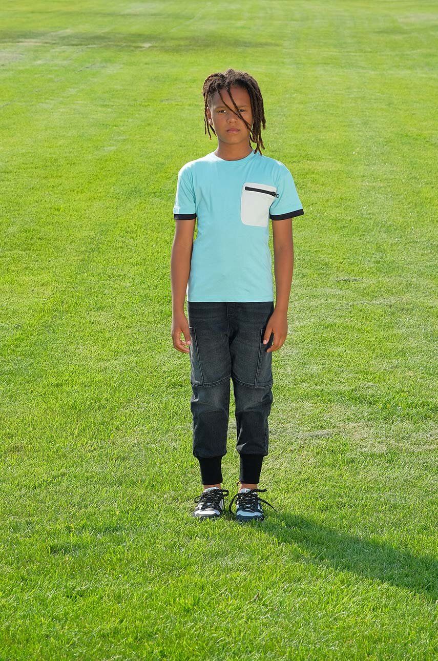 Dětské bavlněné tričko Sisley tyrkysová barva
