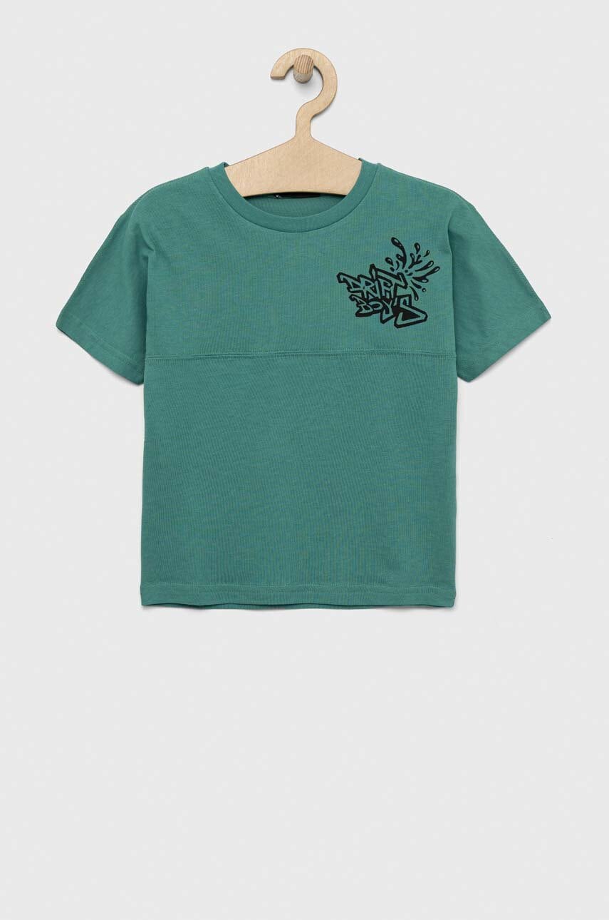 Sisley tricou de bumbac pentru copii culoarea verde, cu imprimeu