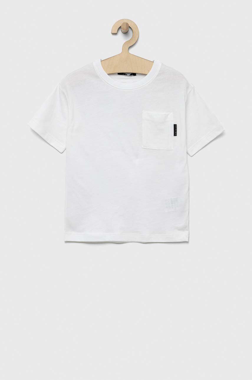 Sisley tricou de bumbac pentru copii culoarea alb, cu imprimeu