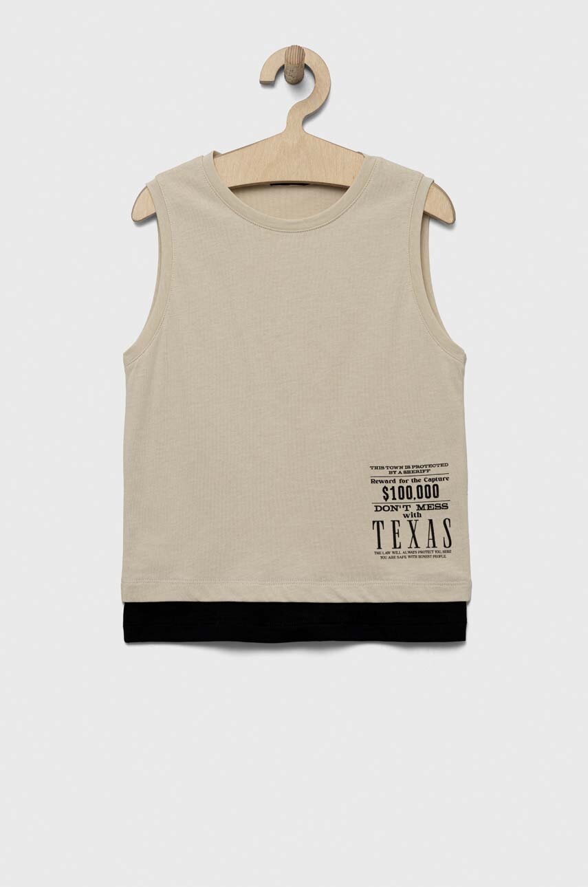 Дитяча бавовняна футболка Sisley колір бежевий з принтом Дитяча бавовняна футболка Sisley колір бежевий з принтом