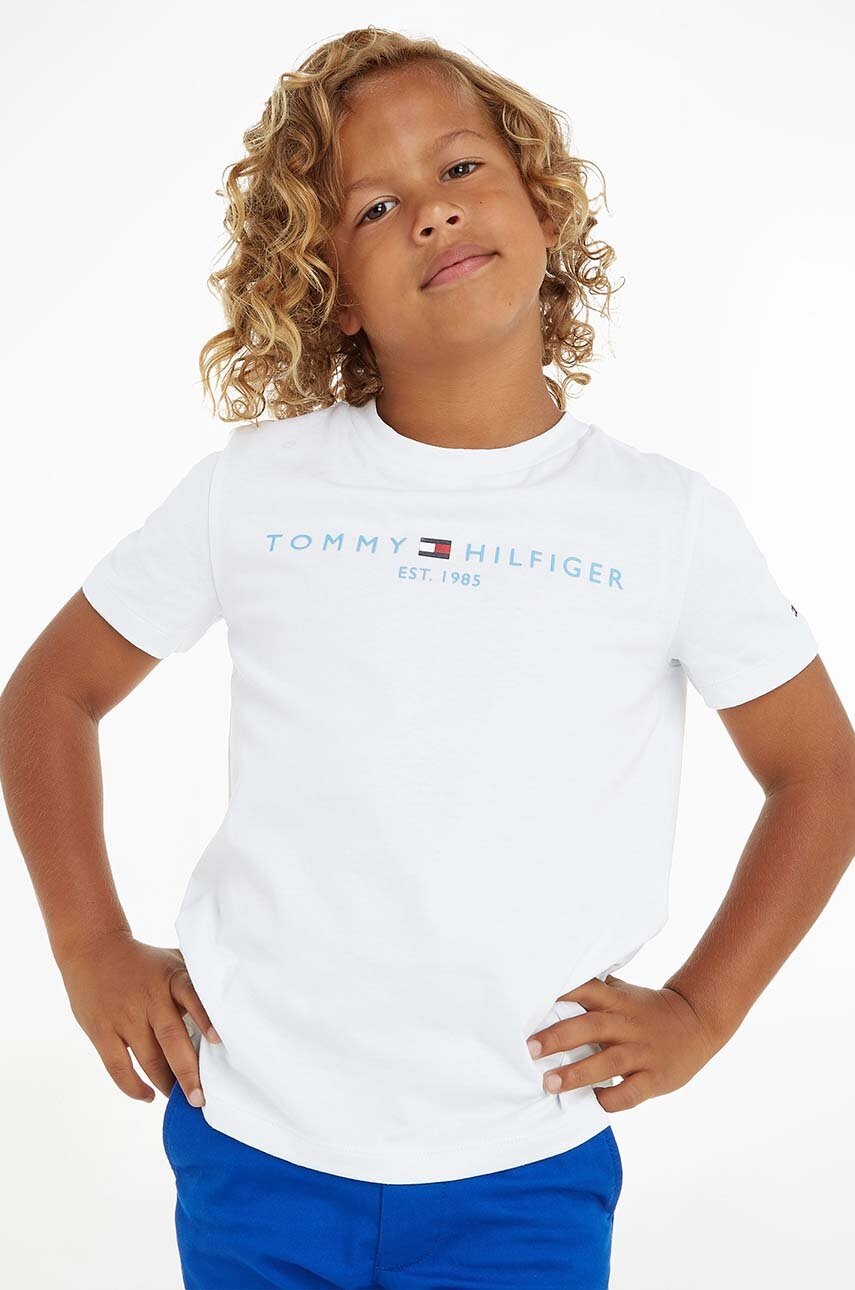 

Детска памучна тениска Tommy Hilfiger в тюркоазено с принт, Тюркоазен