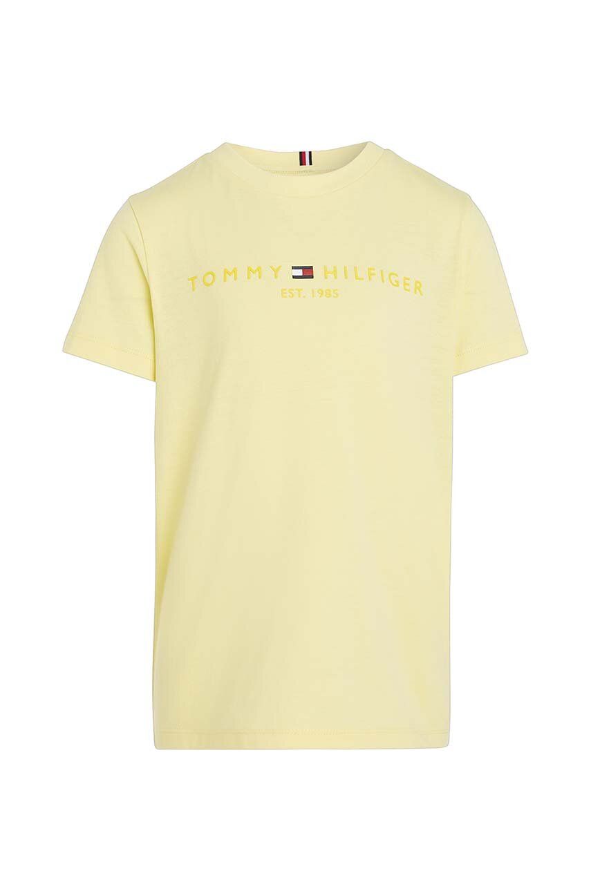 Dětské bavlněné tričko Tommy Hilfiger žlutá barva, s potiskem - žlutá -  100 % Bavlna