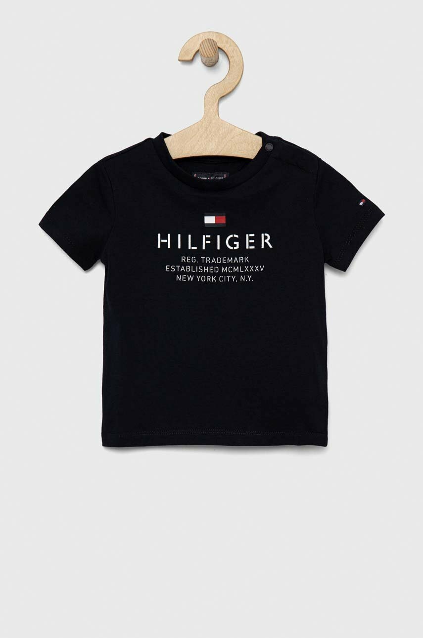 

Детска памучна тениска Tommy Hilfiger В тъмносиньо с десен, Тъмносин