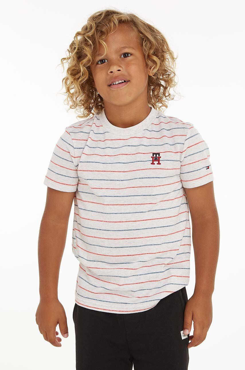 Levně Dětské tričko Tommy Hilfiger šedá barva