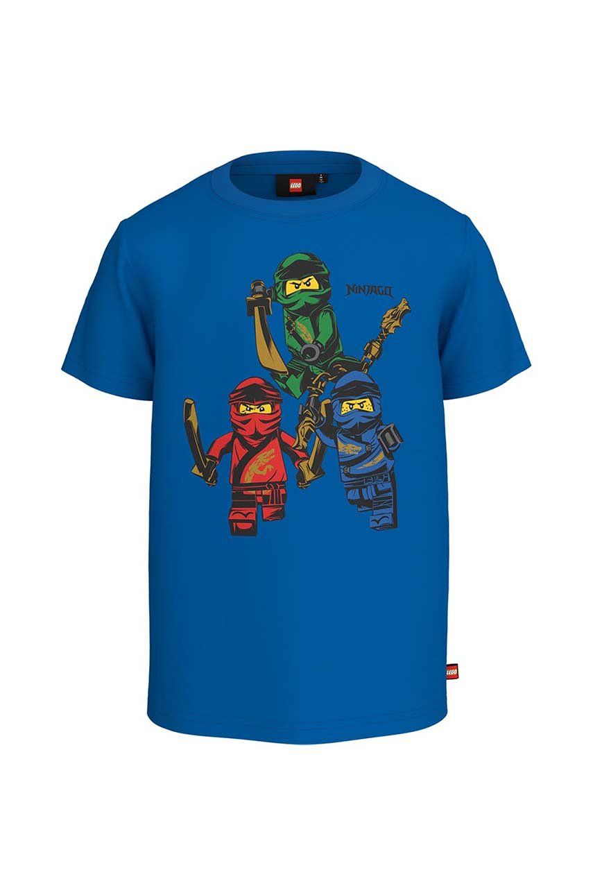 Dětské bavlněné tričko Lego x Ninjago s potiskem - modrá -  100 % Bavlna