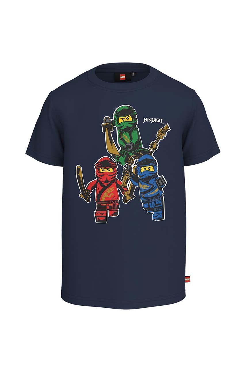 Dětské bavlněné tričko Lego x Ninjago tmavomodrá barva, s potiskem - námořnická modř -  100 % B