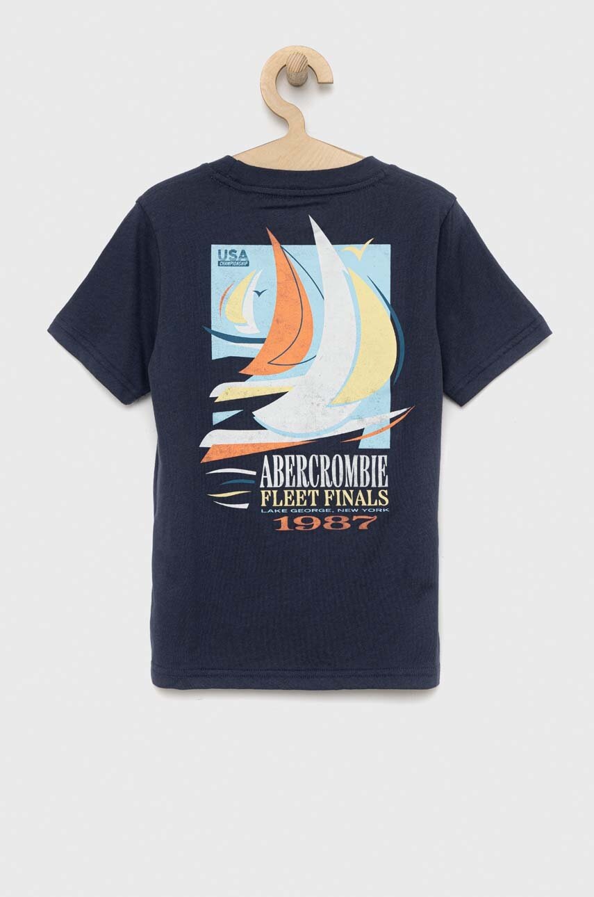 

Детска тениска Abercrombie & Fitch в тъмносиньо с принт, Тъмносин