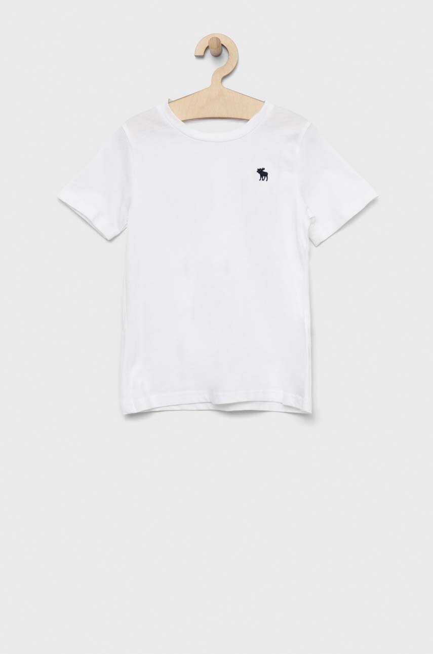 

Детска тениска Abercrombie & Fitch в бяло с изчистен дизайн, Бял