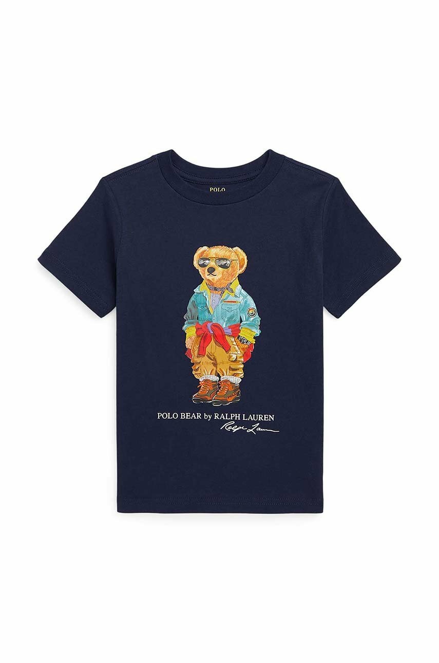 

Детская хлопковая футболка Polo Ralph Lauren цвет чёрный с принтом