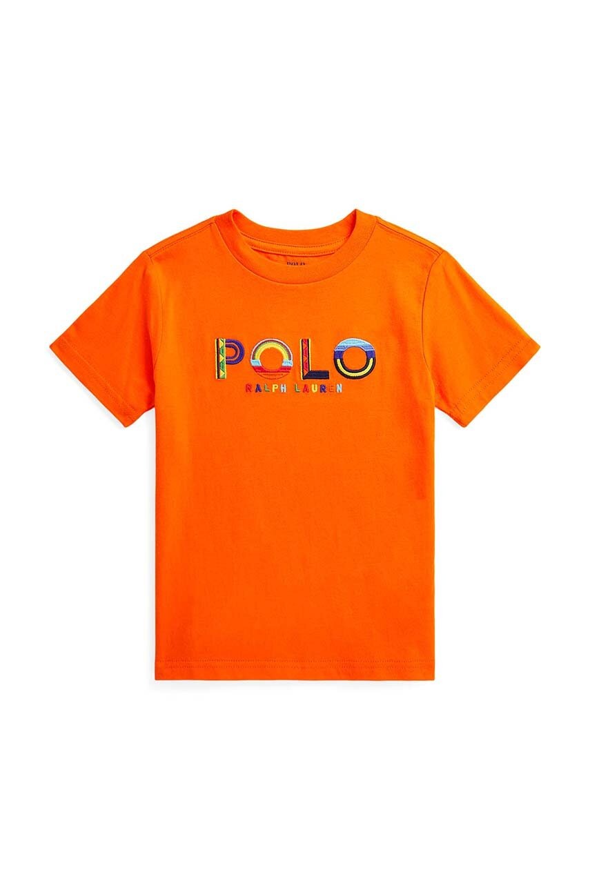

Дитяча бавовняна футболка Polo Ralph Lauren колір помаранчевий з аплікацією