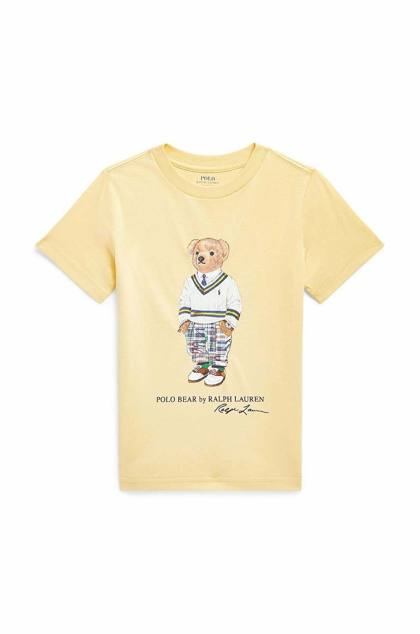 

Детская хлопковая футболка Polo Ralph Lauren цвет жёлтый с принтом