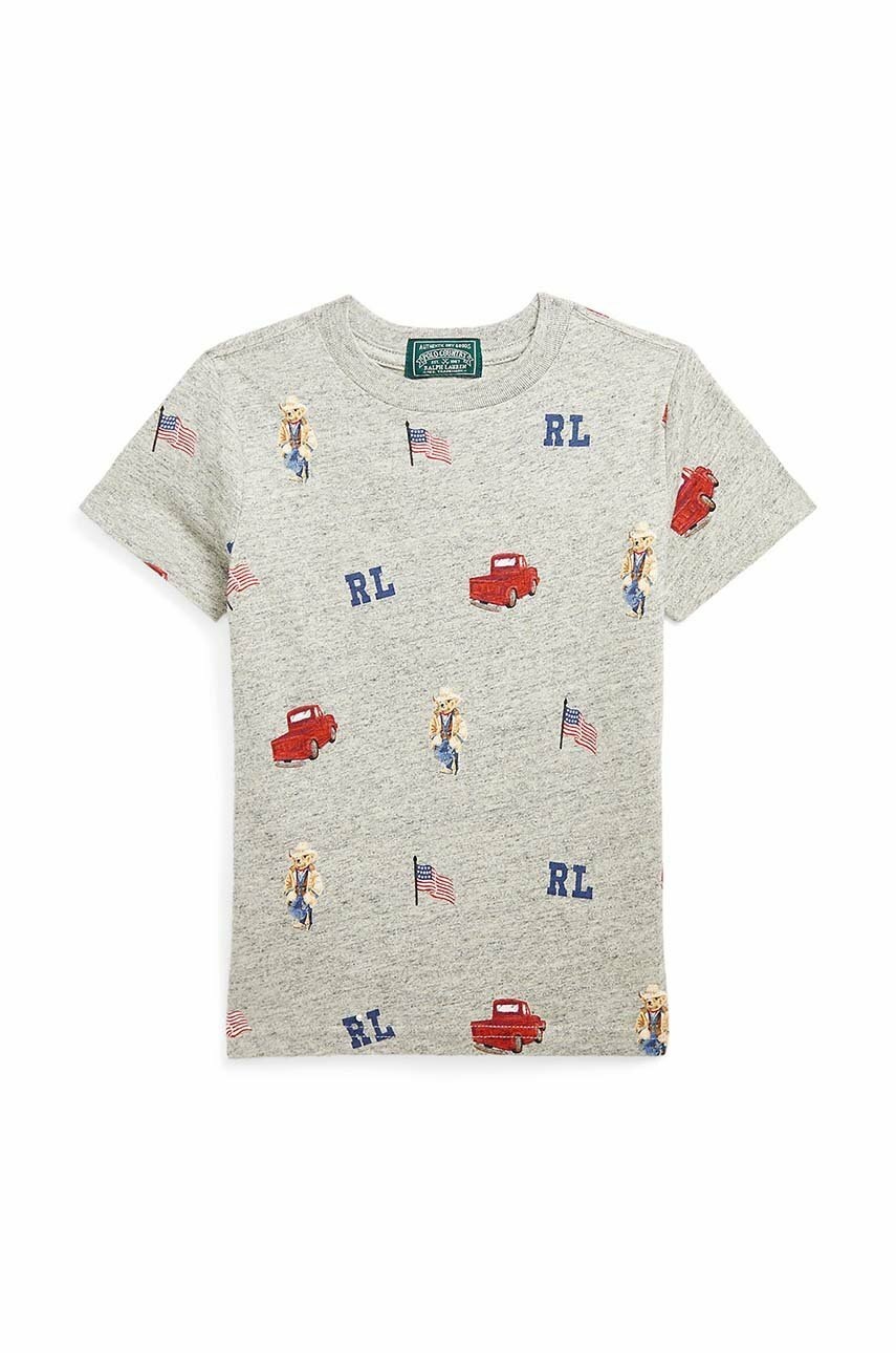 

Дитяча бавовняна футболка Polo Ralph Lauren колір сірий з принтом