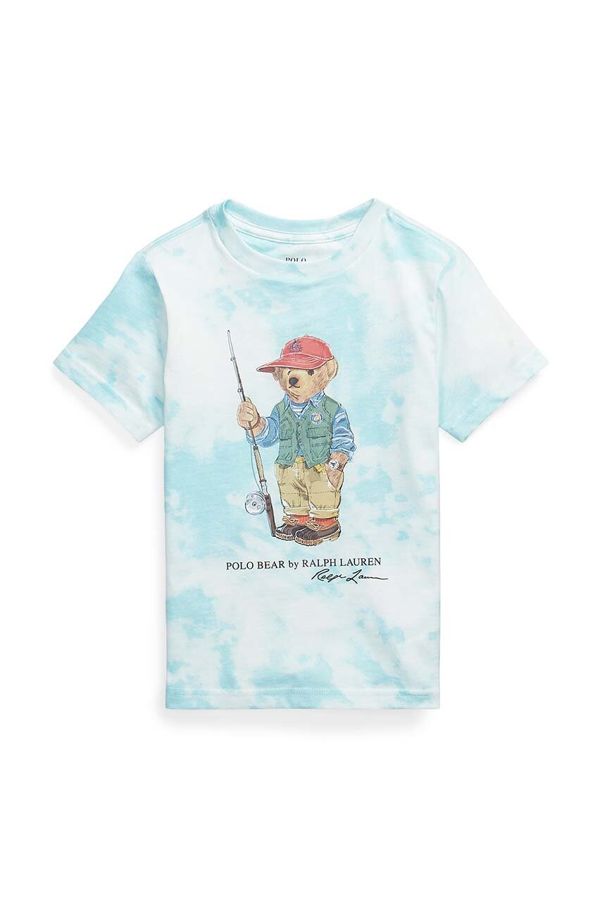 

Детска памучна тениска Polo Ralph Lauren в синьо с десен, Син