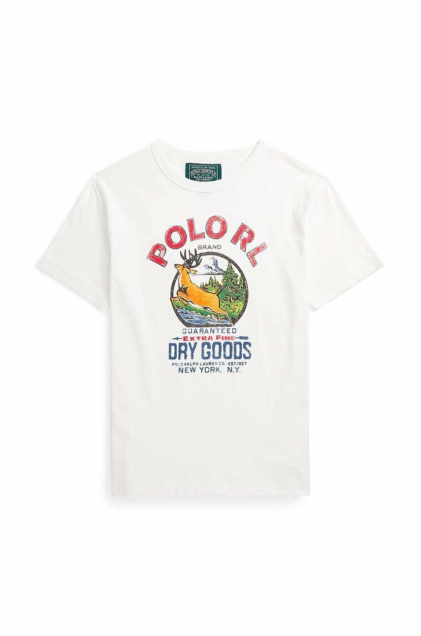 

Дитяча футболка Polo Ralph Lauren колір бежевий з принтом