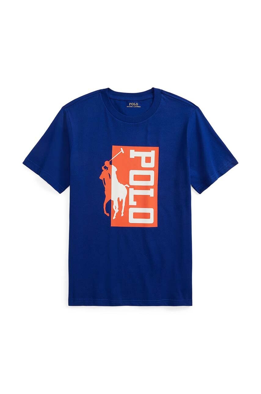 

Дитяча бавовняна футболка Polo Ralph Lauren Колір синій візерунок
