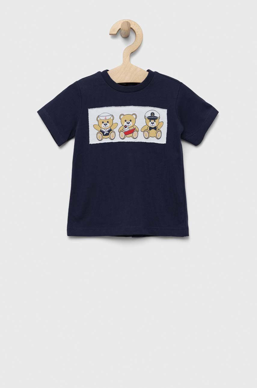Bavlněné dětské tričko Birba&Trybeyond tmavomodrá barva, s aplikací - námořnická modř -  100 % 