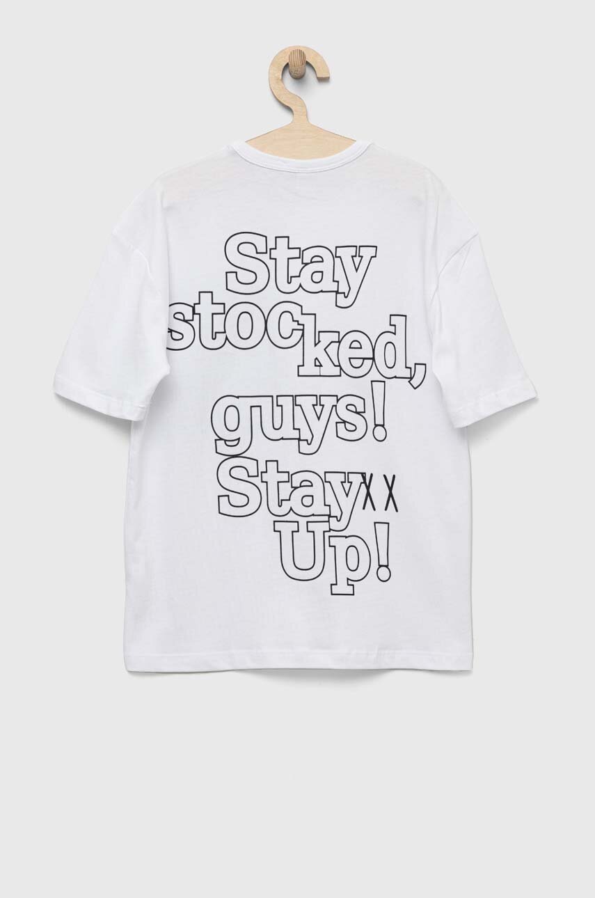 Детская хлопковая футболка Birba&Trybeyond цвет белый с принтом