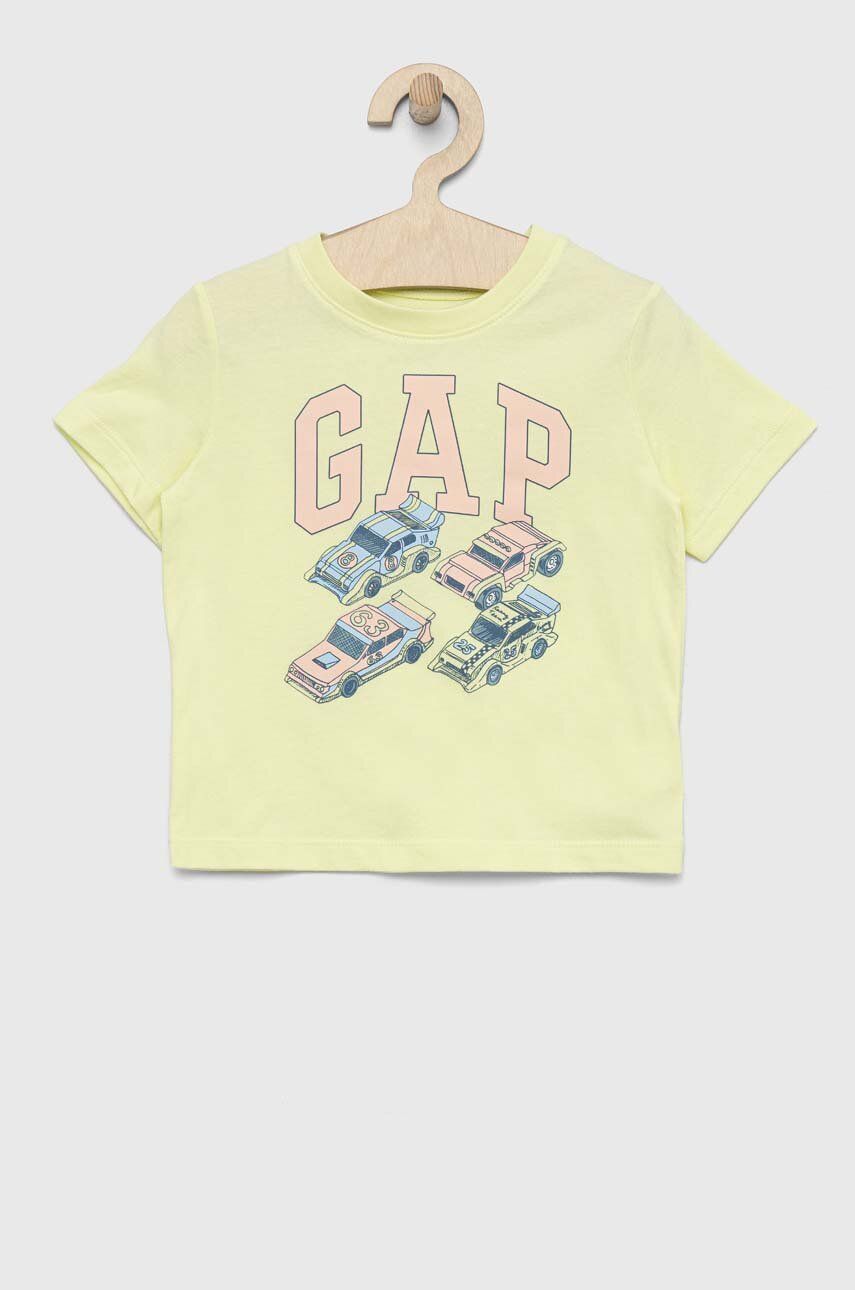 Детская хлопковая футболка GAP цвет жёлтый с принтом Детская хлопковая футболка GAP цвет жёлтый с принтом