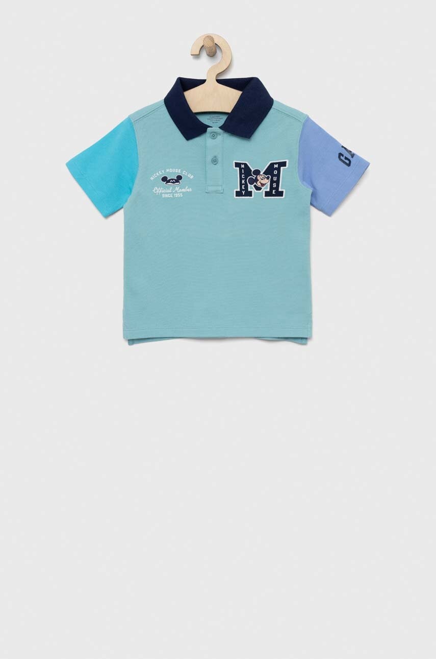 GAP tricouri polo din bumbac pentru copii x Disney culoarea turcoaz, modelator