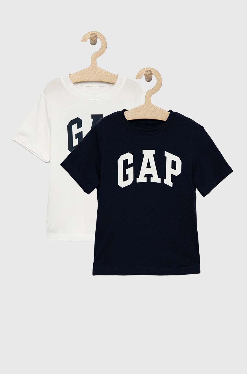 GAP tricou de bumbac pentru copii 2-pack culoarea albastru marin, cu imprimeu