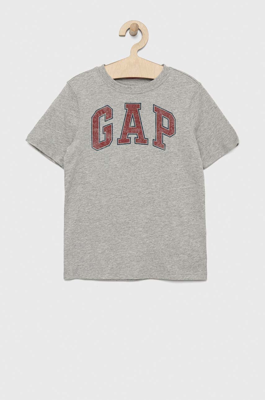 

Детска тениска GAP в сиво с принт, Сив