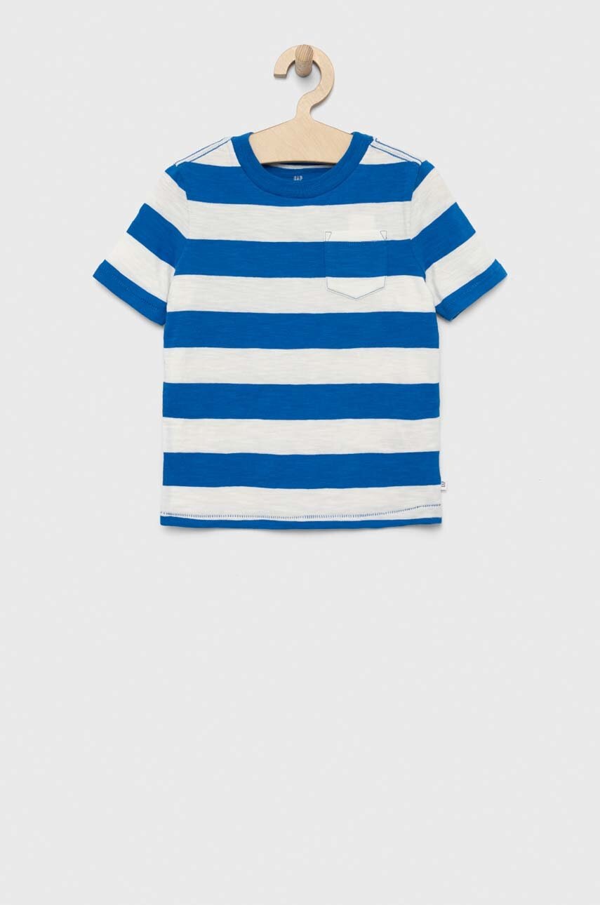 

Детска памучна тениска GAP в синьо с десен, Син