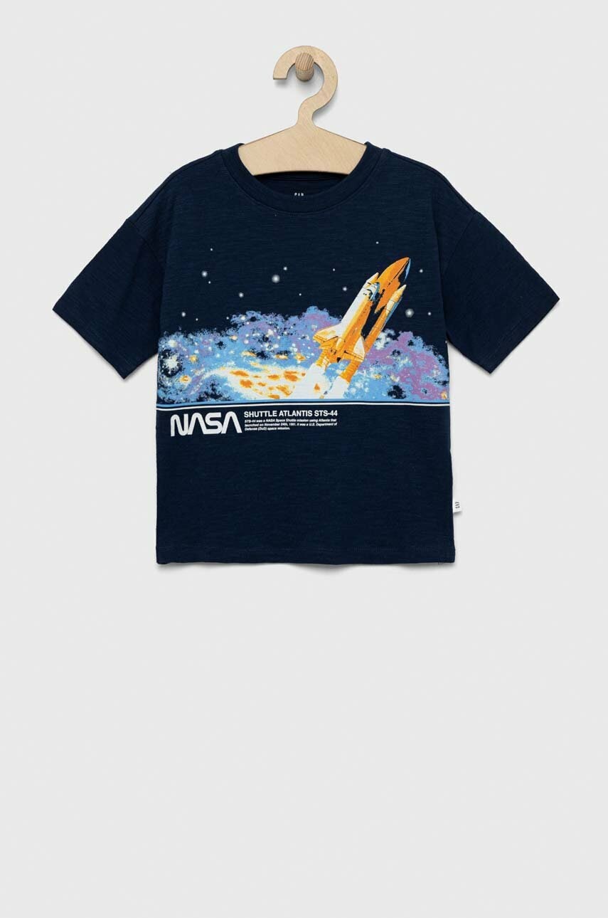 GAP tricou de bumbac pentru copii x NASA culoarea albastru marin, cu imprimeu