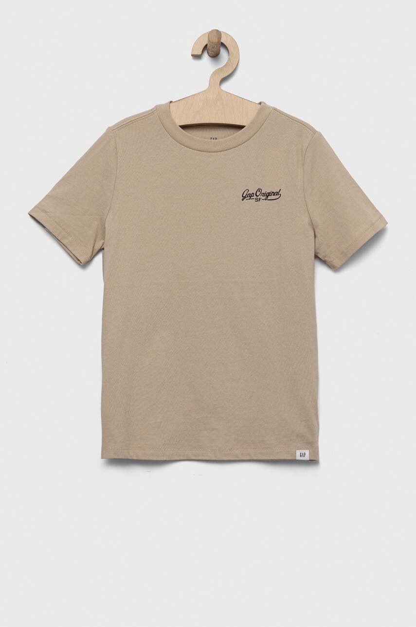 GAP tricou de bumbac pentru copii culoarea bej, cu imprimeu
