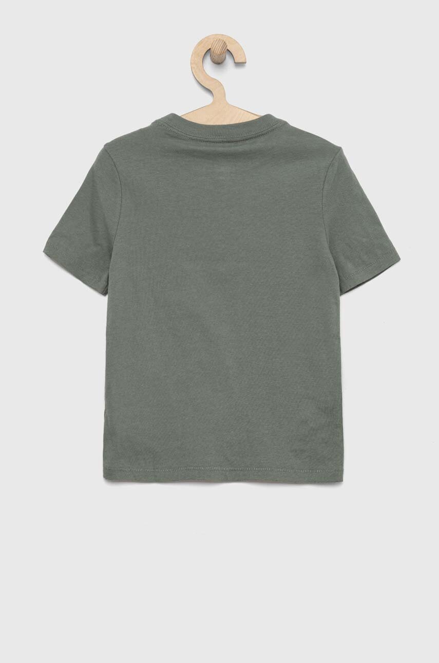 Детская хлопковая футболка GAP цвет зелёный с аппликацией Детская хлопковая футболка GAP цвет зелёный с аппликацией