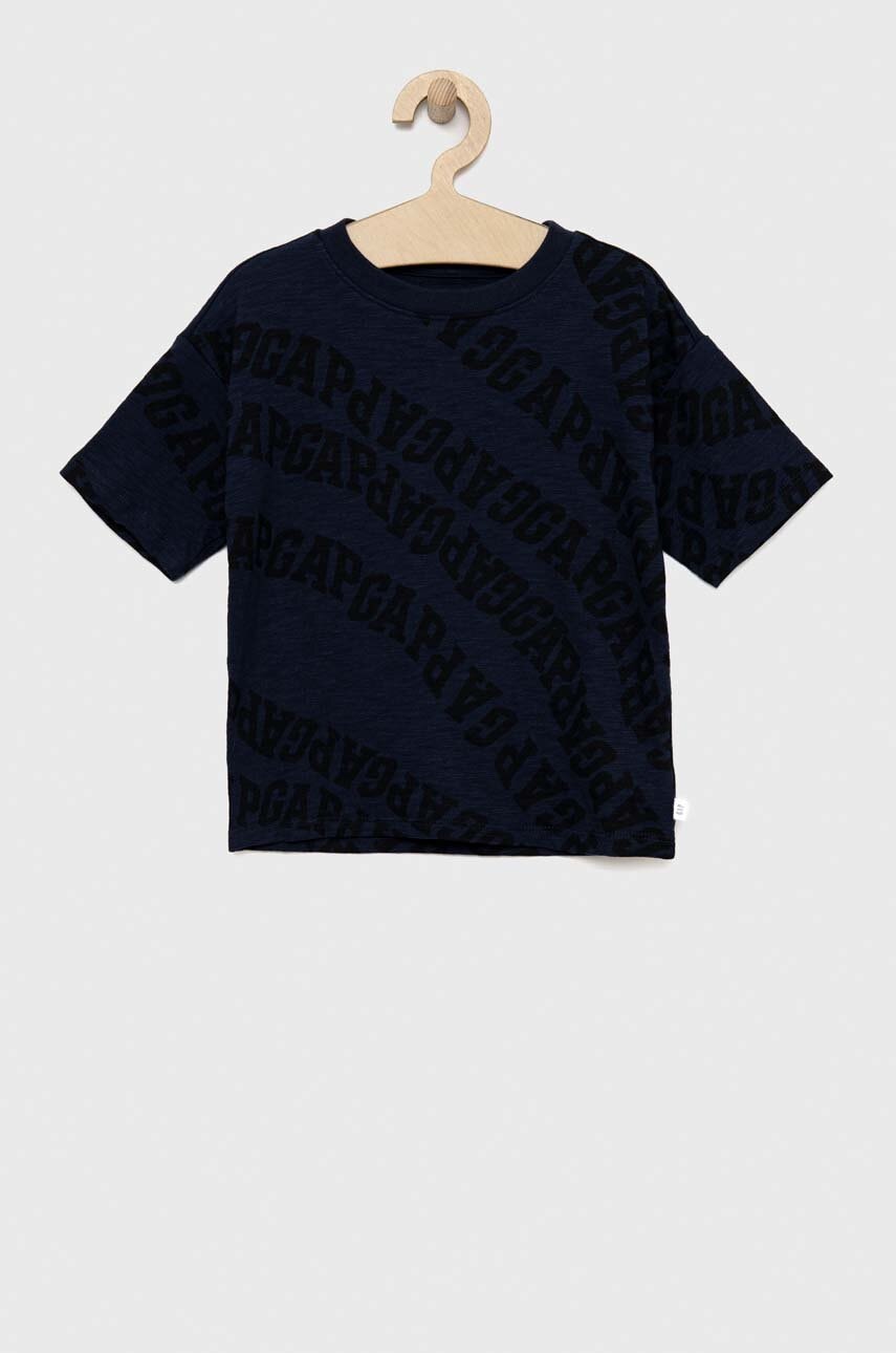 Gap tricou de bumbac pentru copii culoarea albastru marin, modelator