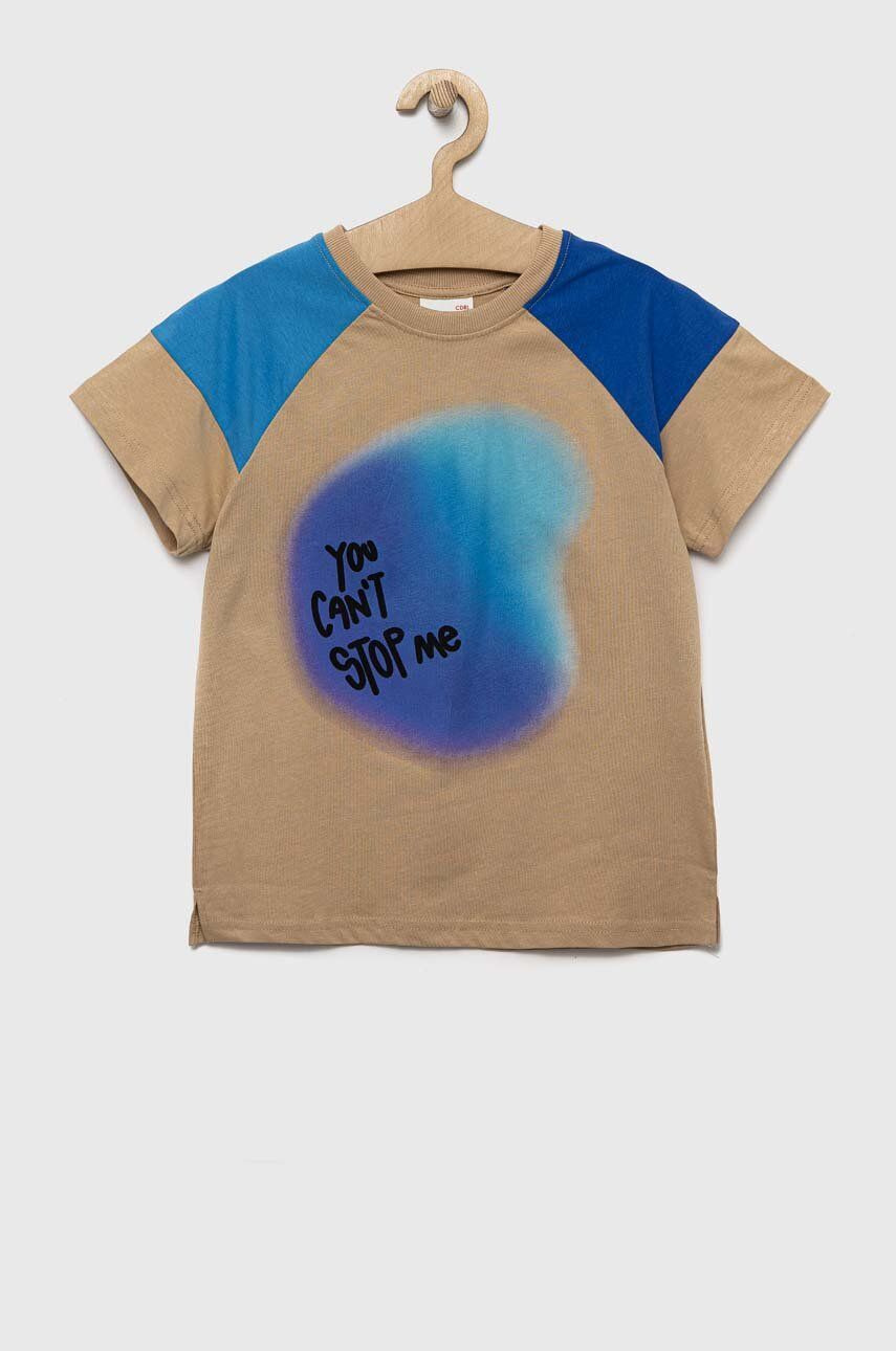 Coccodrillo tricou de bumbac pentru copii culoarea bej, cu imprimeu