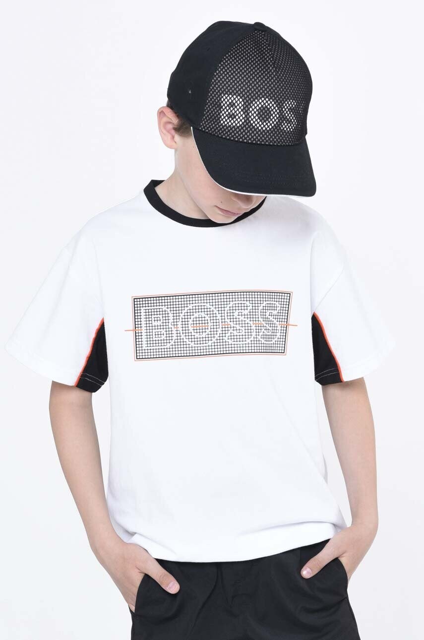 

Детская футболка BOSS цвет белый с принтом