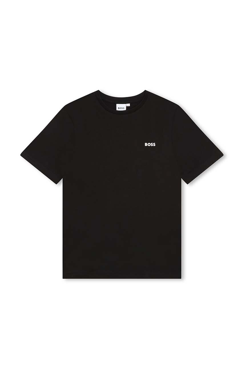 BOSS tricou de bumbac pentru copii culoarea negru, neted