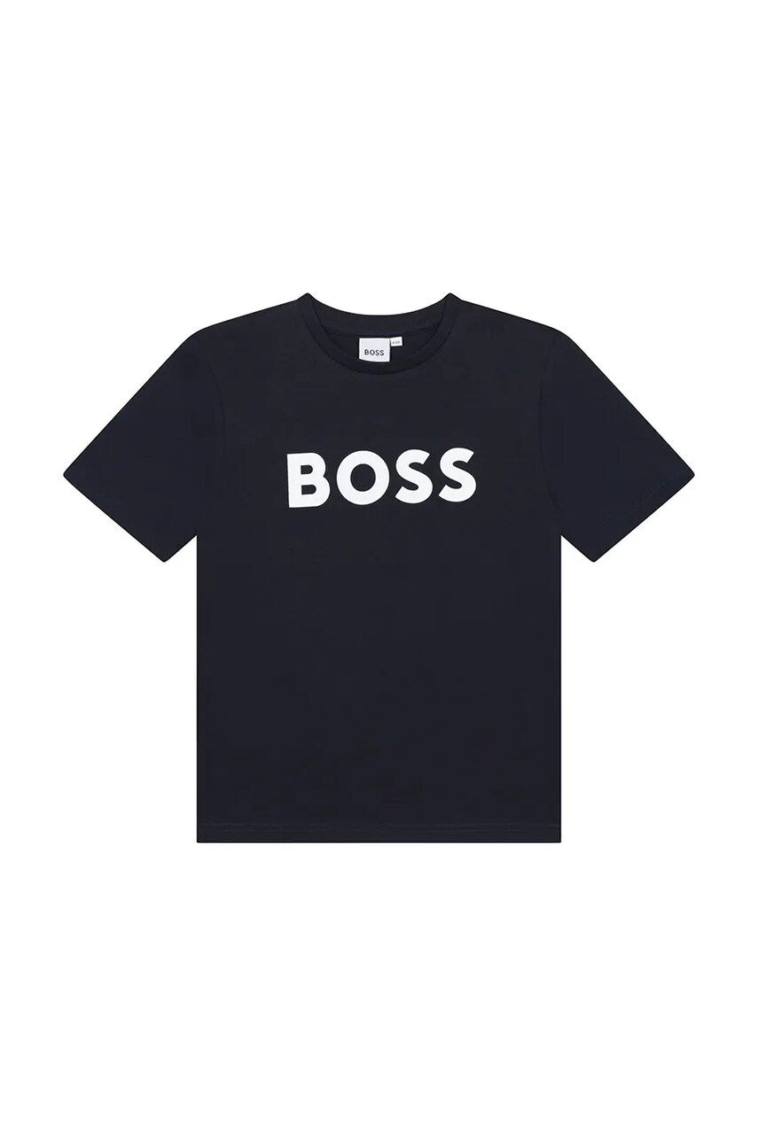 BOSS tricou de bumbac pentru copii culoarea albastru marin, cu imprimeu