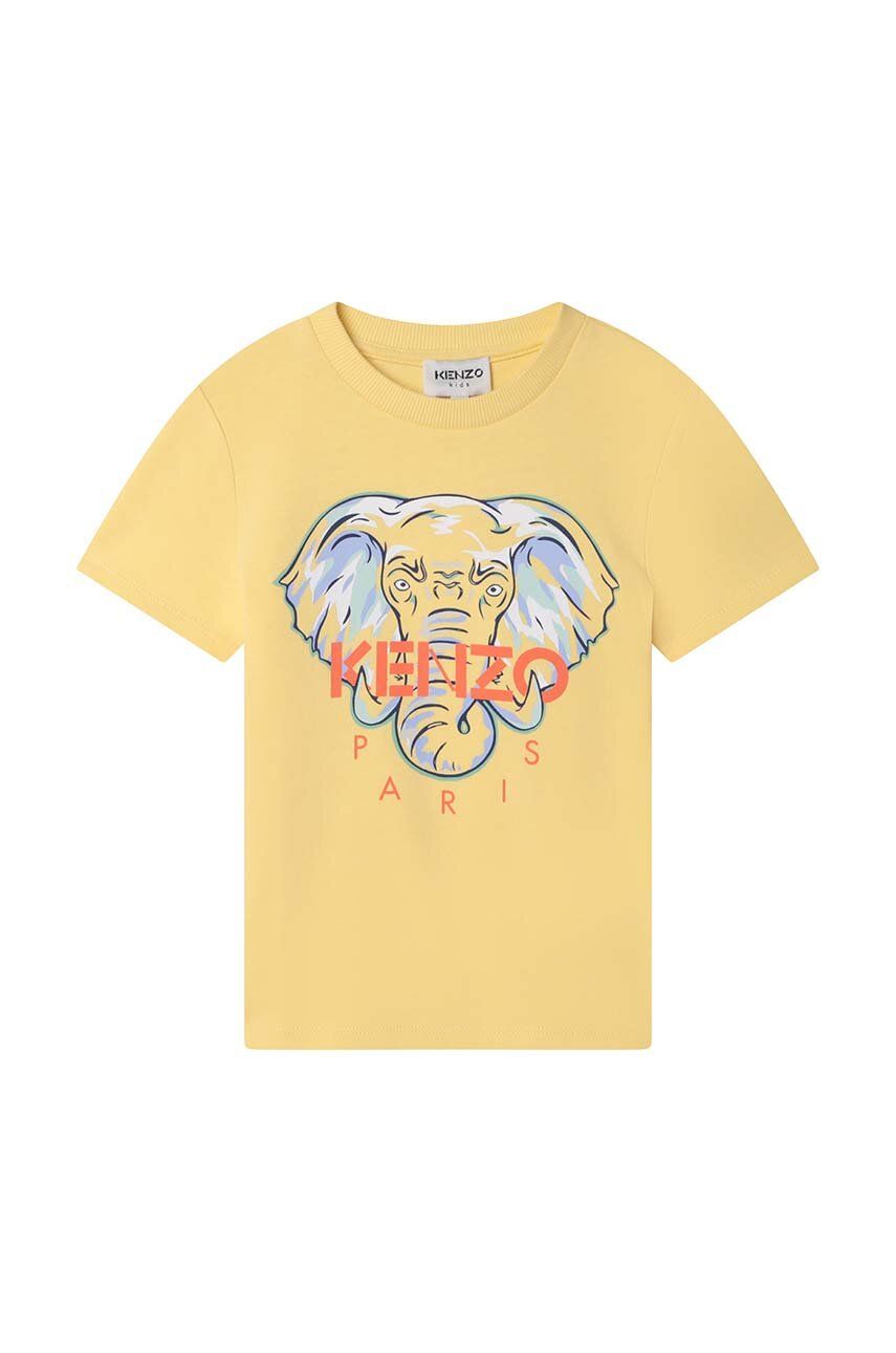 Dětské bavlněné tričko Kenzo Kids žlutá barva, s potiskem - žlutá -  100 % Bavlna