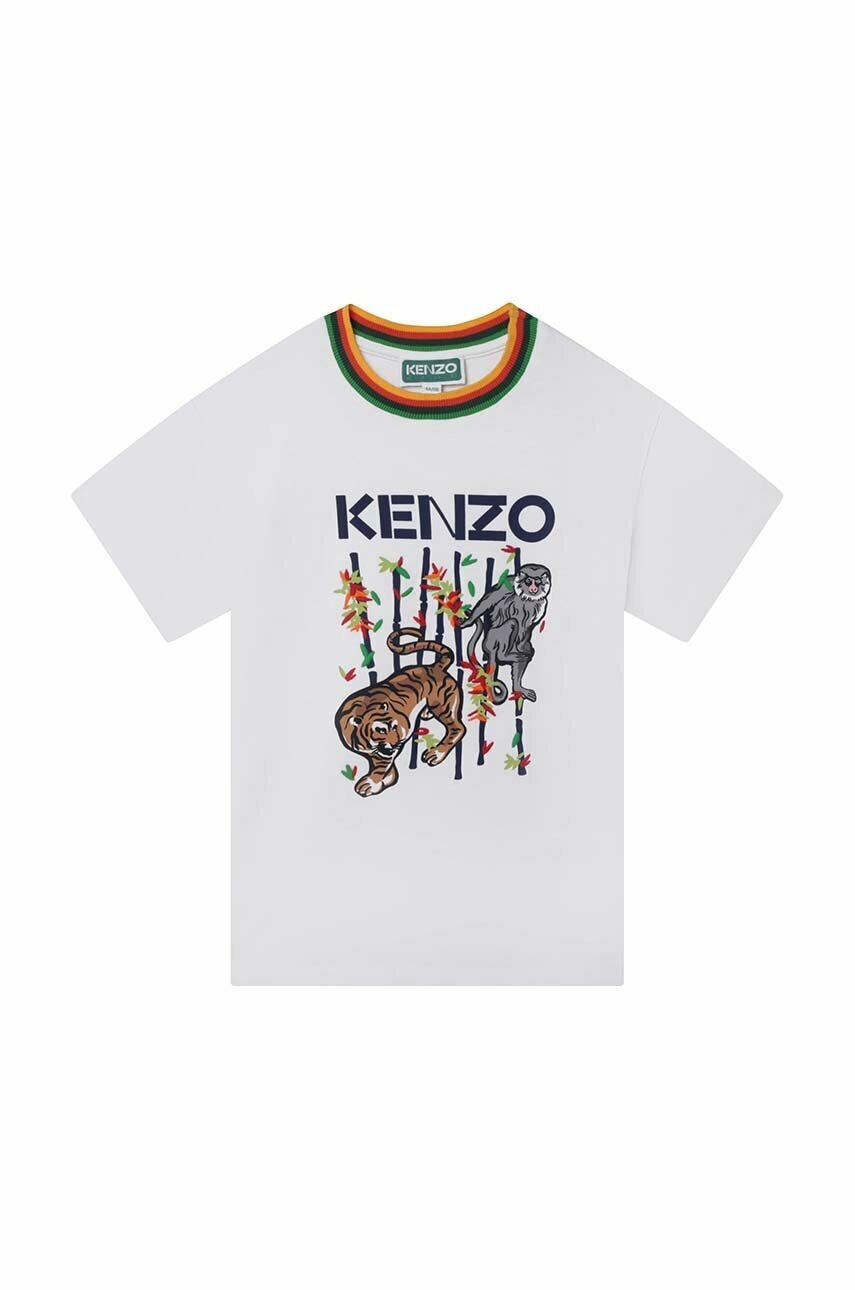 

Детская хлопковая футболка Kenzo Kids цвет белый с принтом
