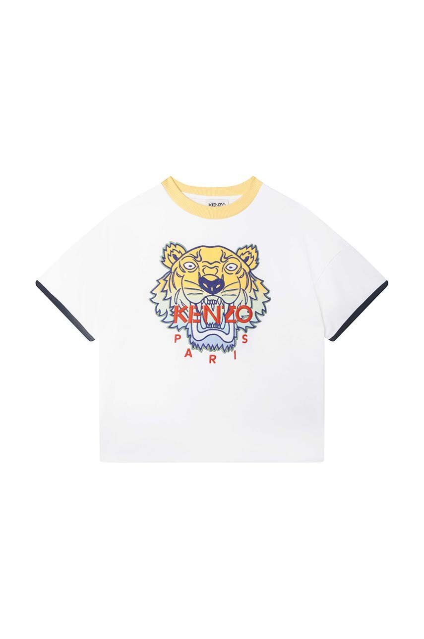 Dětské bavlněné tričko Kenzo Kids bílá barva, s potiskem - bílá -  Hlavní materiál: 100 % Organ