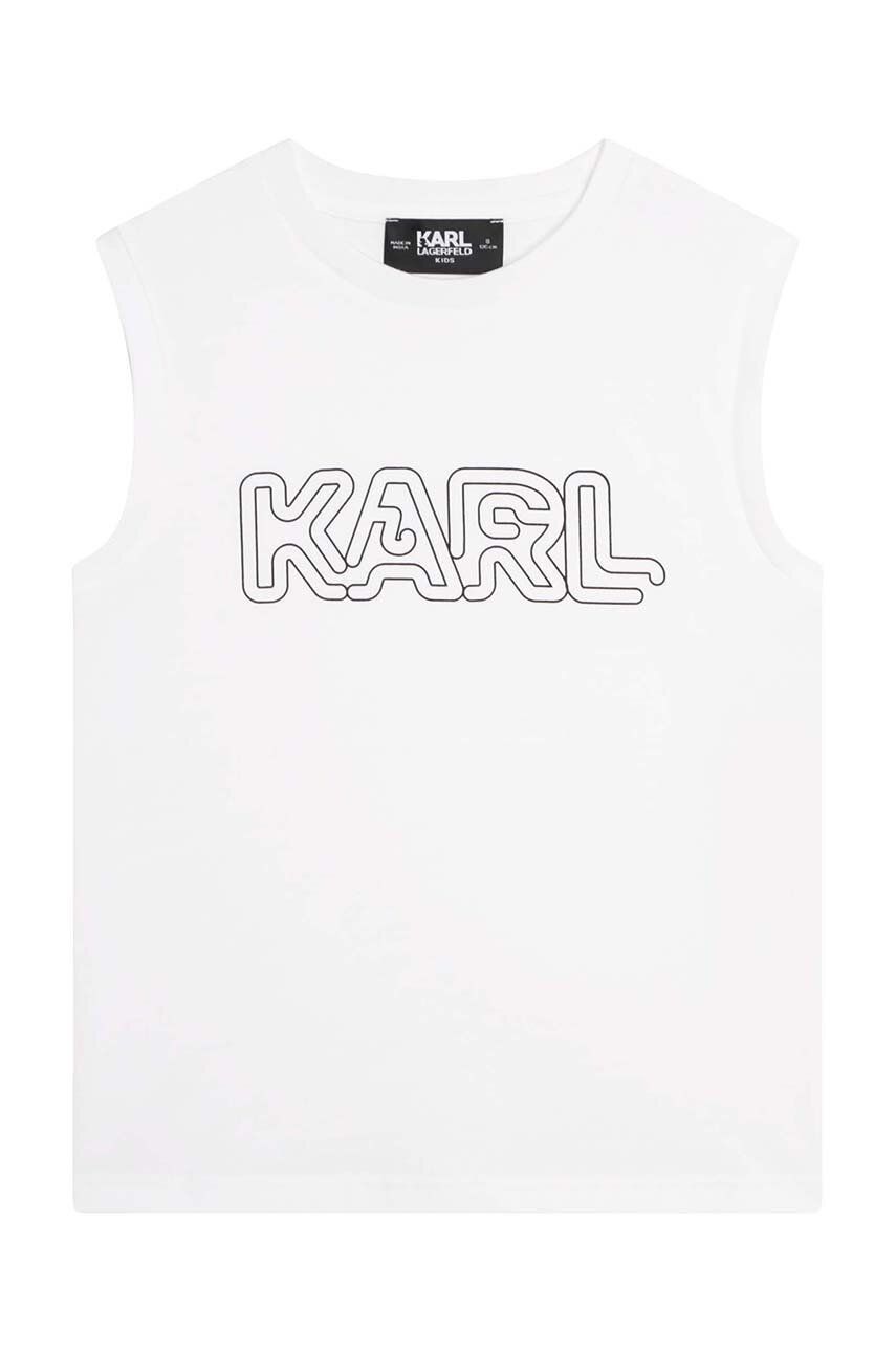 Karl Lagerfeld Top Din Bumbac Pentru Copii Culoarea Alb, Cu Imprimeu