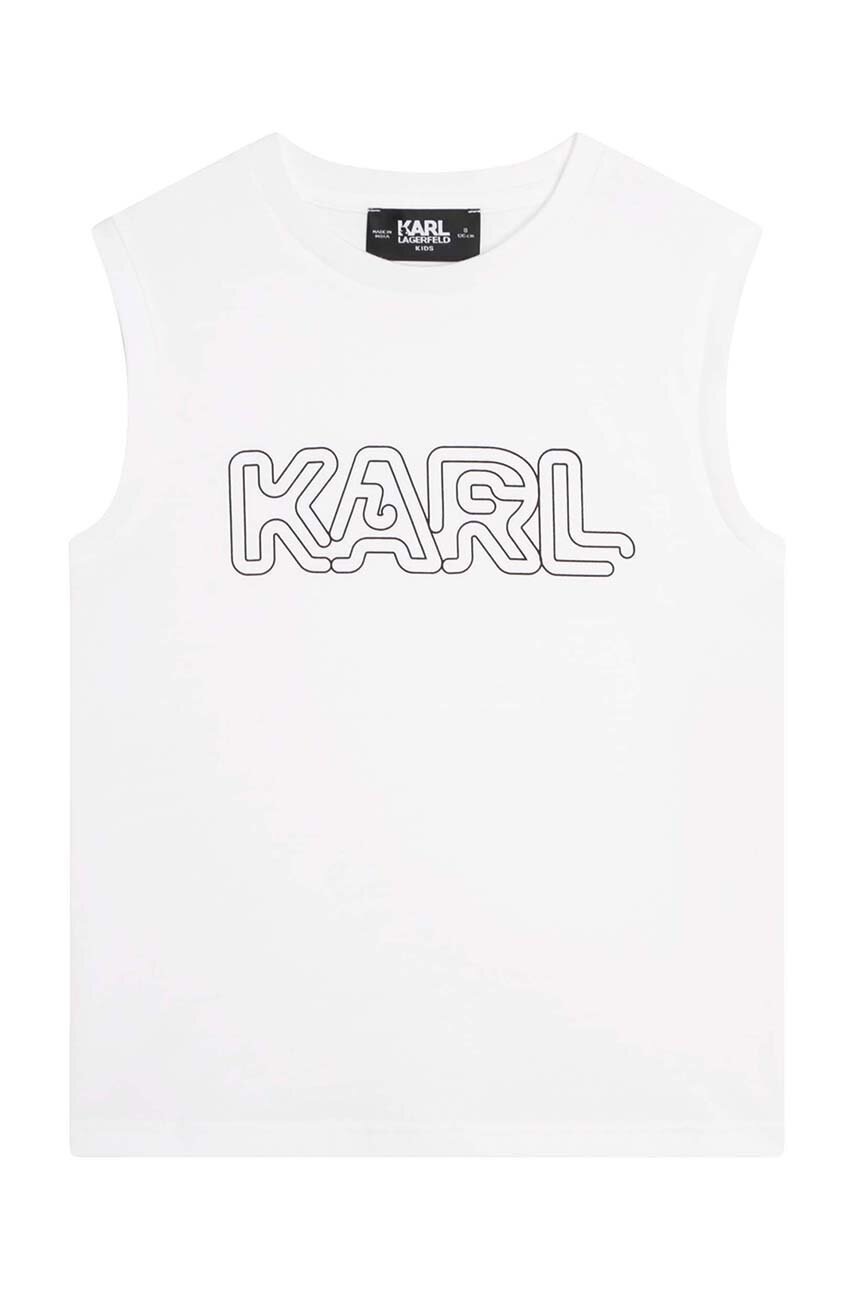 

Детски памучен топ Karl Lagerfeld в бяло с принт, Бял