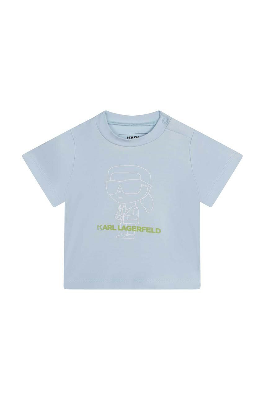 Dětské tričko Karl Lagerfeld s potiskem - modrá -  95 % Bavlna