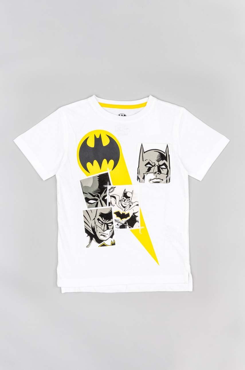 Obojstranné bavlnené tričko zippy x Batman biela farba, s potlačou