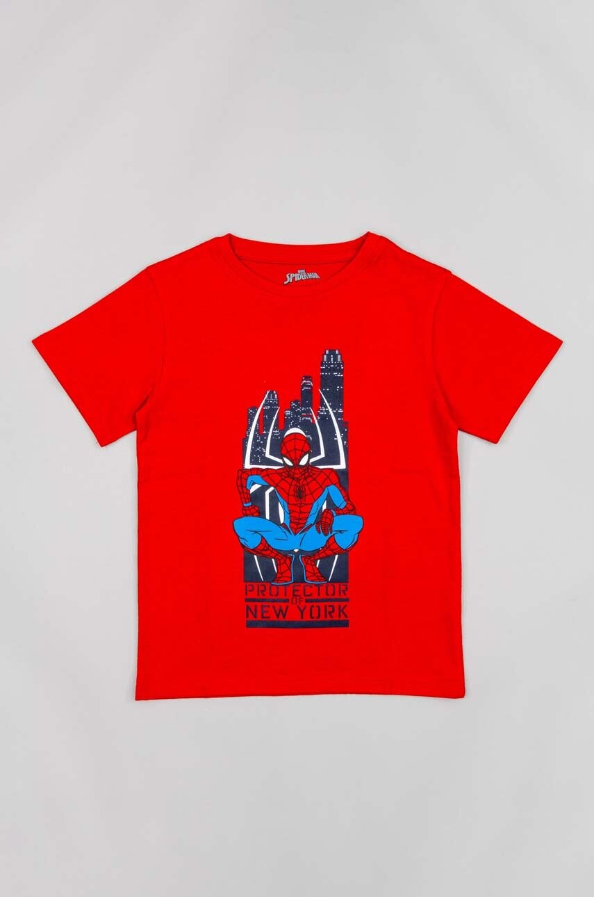 

Детска памучна тениска zippy X Spiderman в червено с принт, Червен