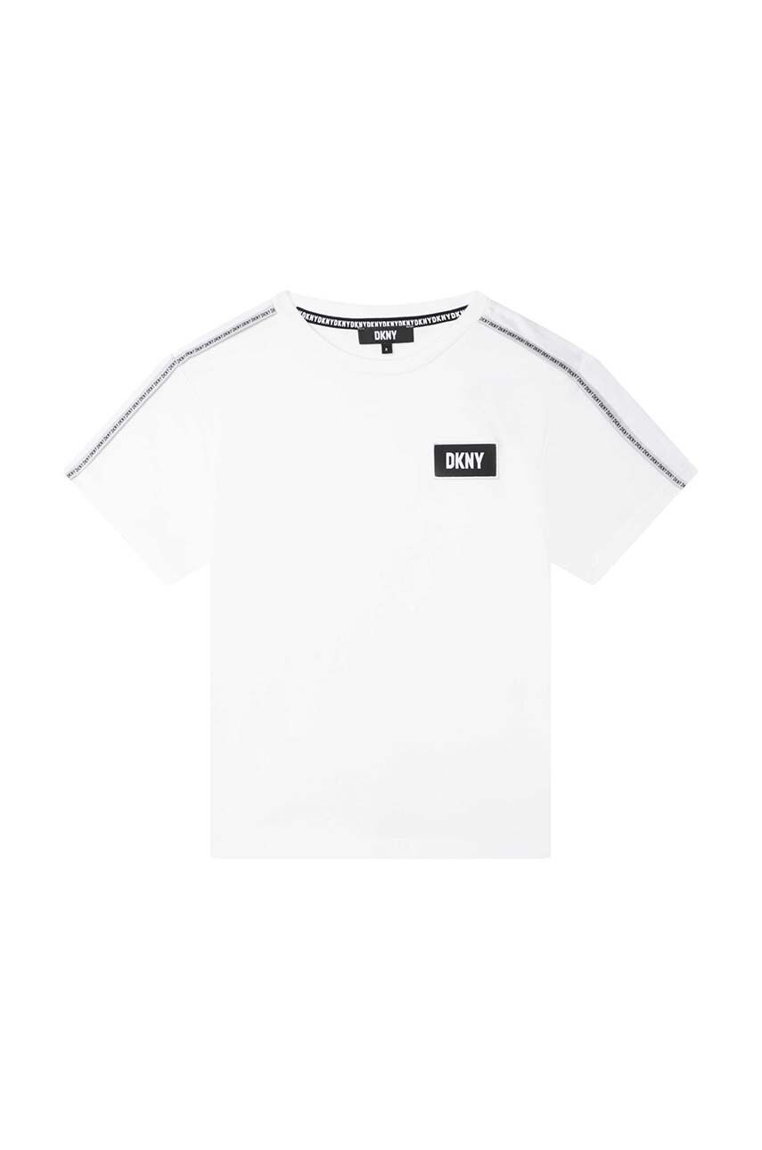 Dětské bavlněné tričko Dkny bílá barva, s potiskem - bílá -  Hlavní materiál: 100 % Bavlna